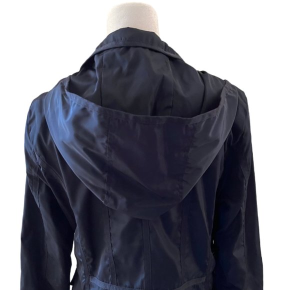 DKNY black trench coat / raincoat  with detachable hood Size Small - Picture 6 of 7